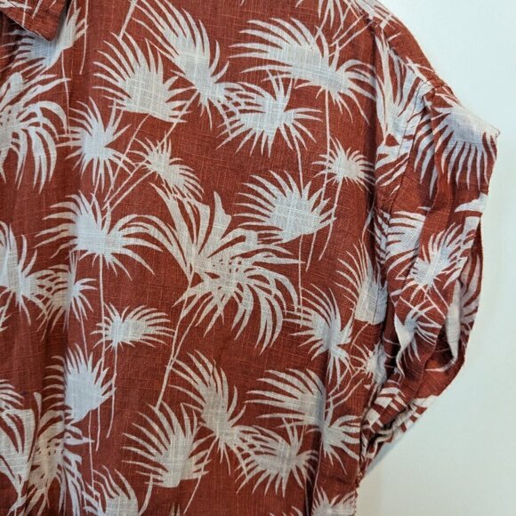 Old Khaki Top Women's 10 Jungle Foliage Button-Up Waist-Tie Orange/White Safari - Picture 10 of 16